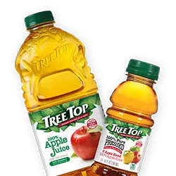 One big and one small Tree Top Apple Juice Bottle